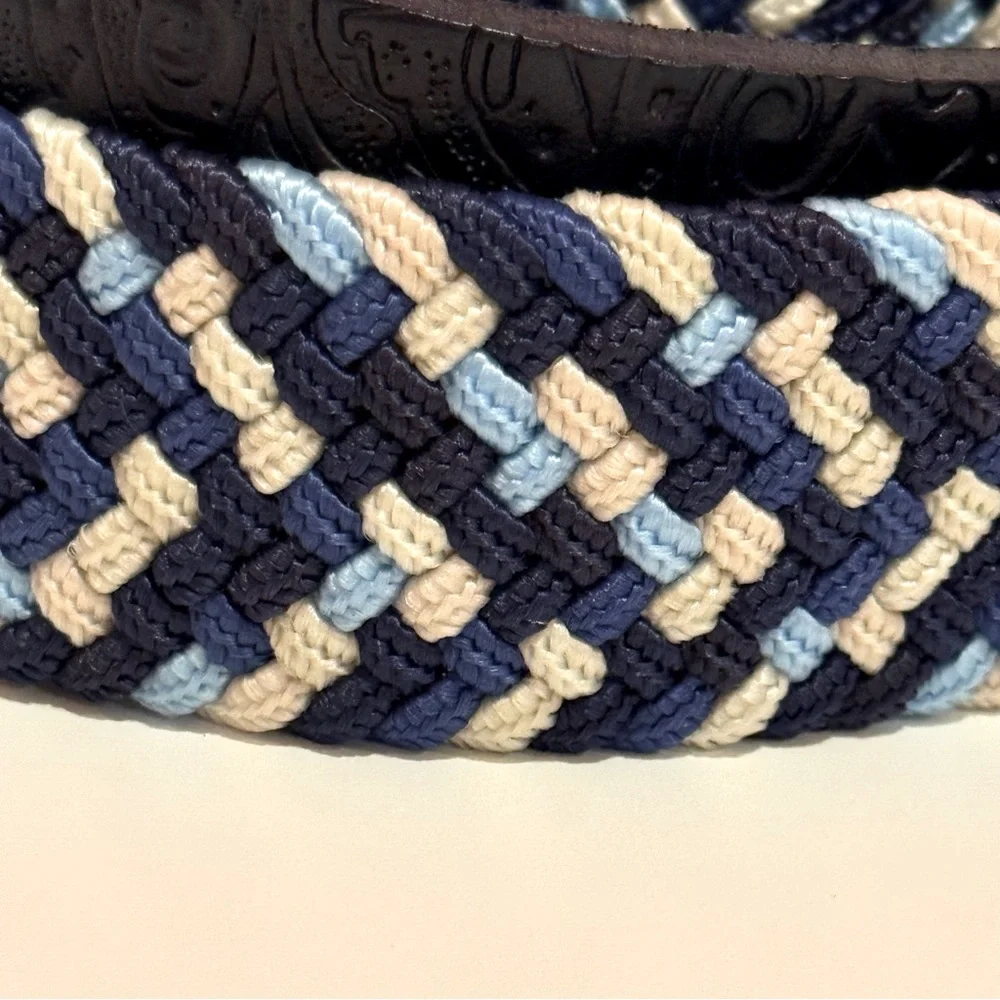 Robert Graham Jive Navy Elastic Braided Men's Belt Paisley Design Size 46/48 NWT